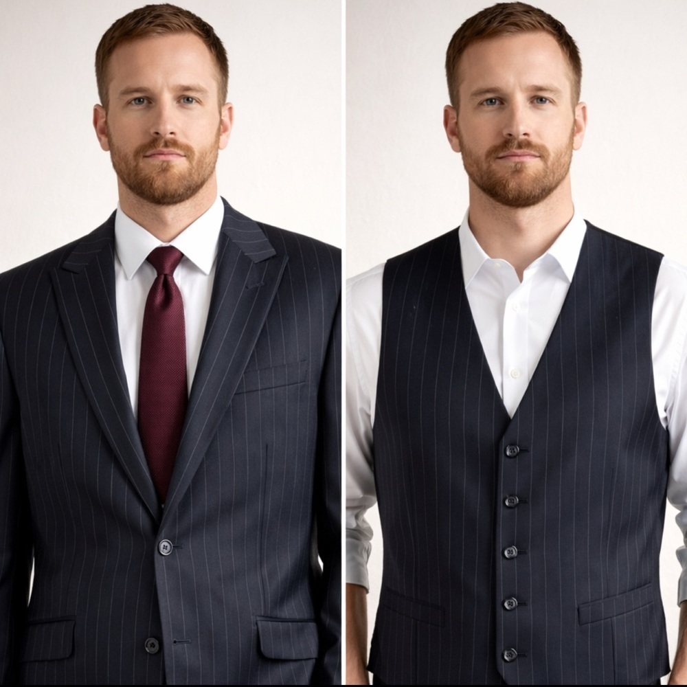 Berragamo Elegant Dino Filarte Super 130 Blazer Suit Coat with Vest 44R